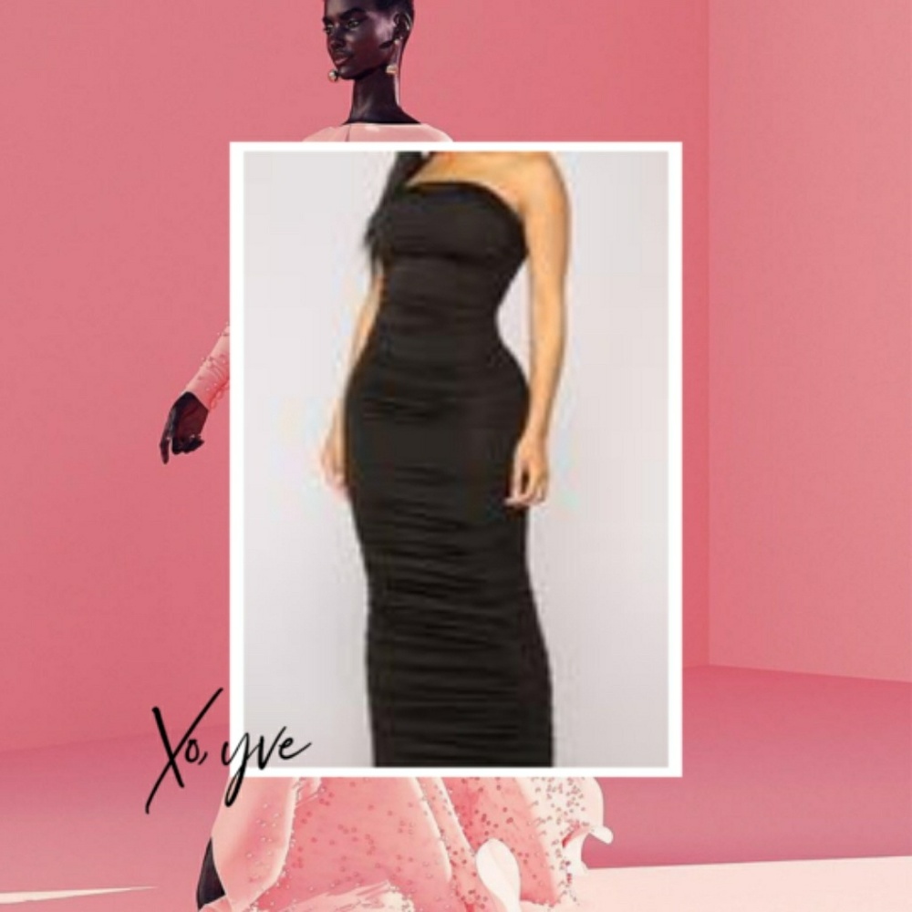 Black Ruched Tube Dress